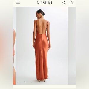 Meshki Lucia Satin Cut Out Maxi Dress - Burnt Orange